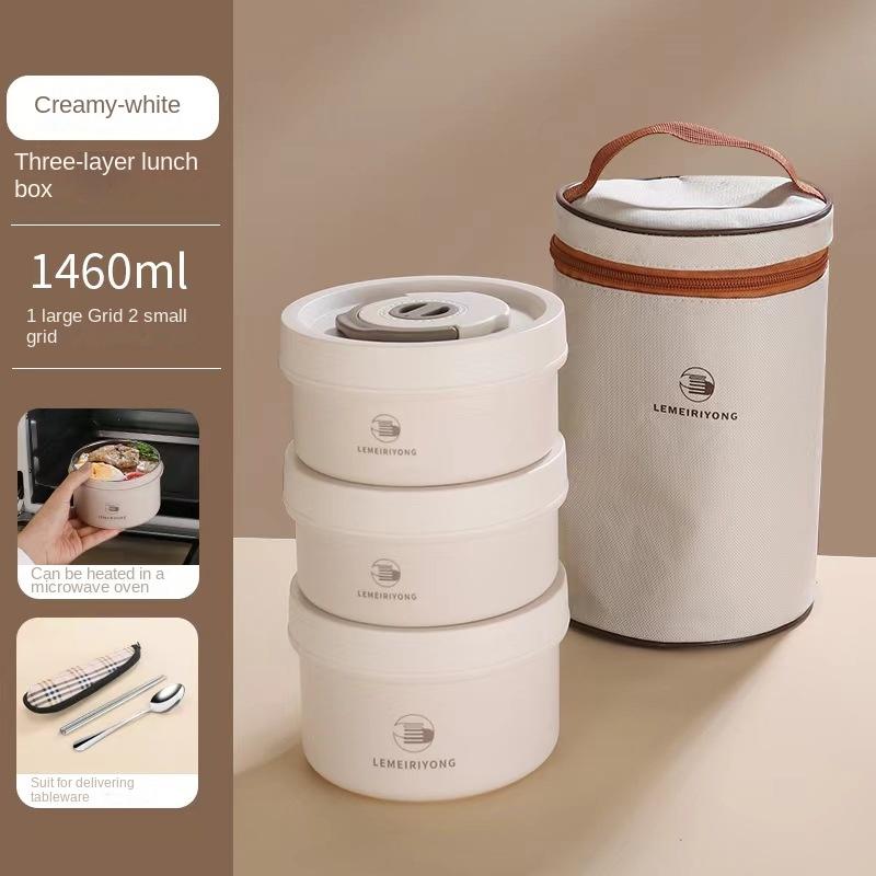 Ланч-бокс из нержавеющей стали 304 портативный изолированный контейнер для еды набор из 3 отдельных контейнеров которые можно складывать можно разогревать в микроволновой печи 1460ML 3 8959₽