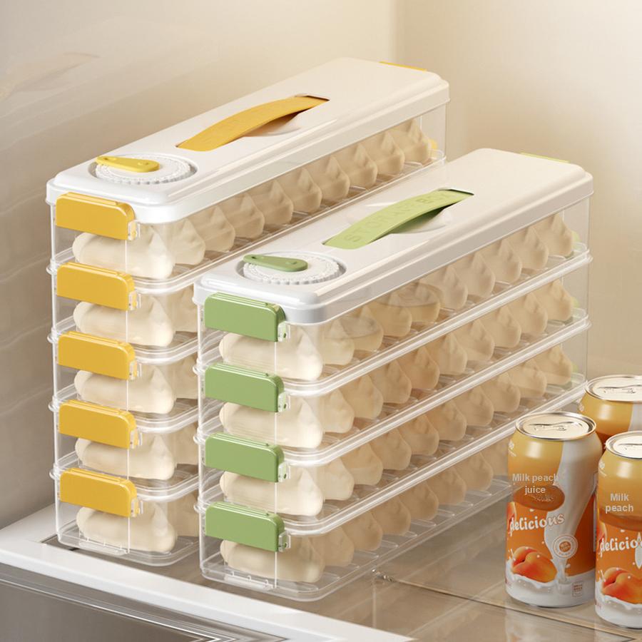 Multi-Layer Timer Food Storage Box for Dumplings, Won Tons, and Frozen Food