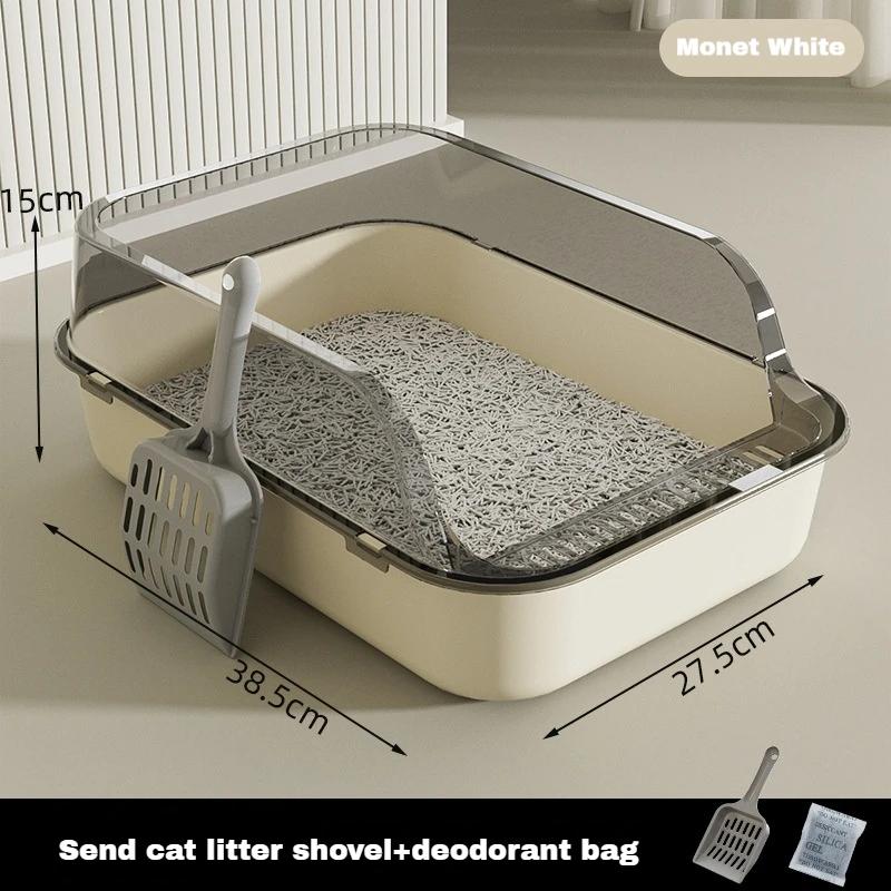 Caja de Arena para Gatos Kitty Sandbox Baño para Gatos Semicerrado Palangana de Limpieza Suministros Aseo para Mascotas Bandeja para Gatitos Bacinilla Accesorios Suministros