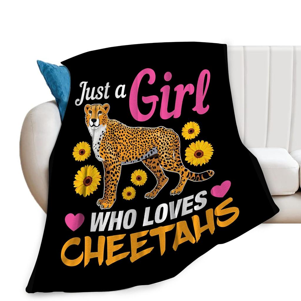Cartoon cheetah animal digital-printed polyester Bedroom velvet flannel cover blanket Fleece soft sofa cover blankets for beds