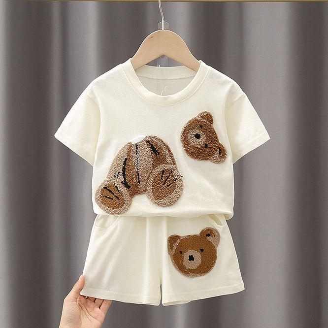 Girls' Set Summer Clothes Baby Two-piece Set Casual Cartoon Short Sleeved Children's Sportswear Trendy