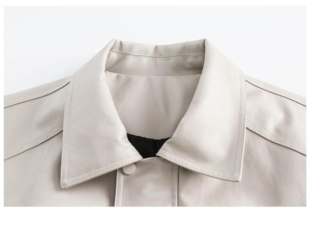 Retro Coffee Color Unisex PU Leather Moto Jacket - Loose Fit with High-End Lapel Design for Spring & Autumn