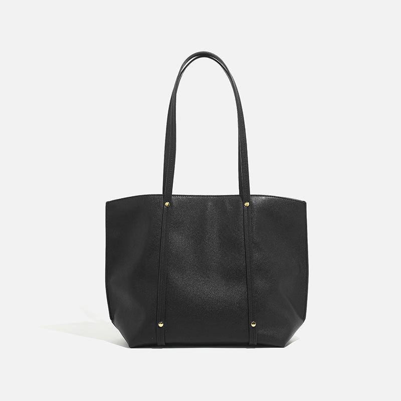 2024 New Casual Fashion Simple Textured Cross-Border Women s Shoulder Bag Trendy Textured Large Capacity Handheld Tote Bag чёрный