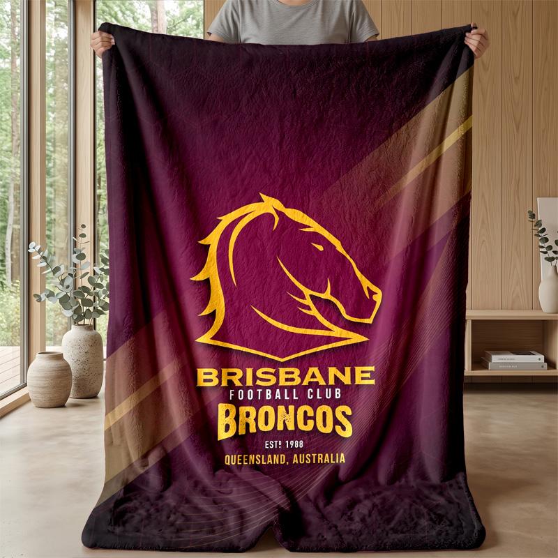 Coperta in Pile Flanella Brisbane Broncos Coperta Calda e Accogliente per Divano Letto Viaggio Uso Stagionale