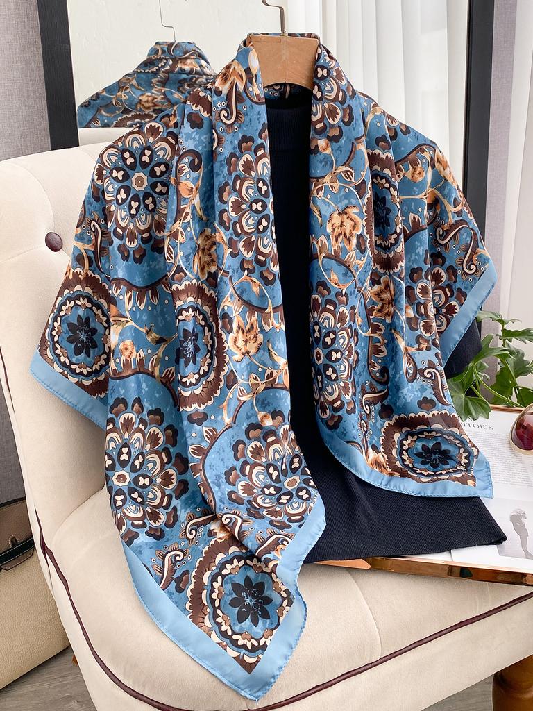 90*90Cm Paisley Silk Square Scarf Luxury Women Satin Shawl Wrap Hijab Female Neck Hair Neckerchief Echarpe Bandana Bag Warp