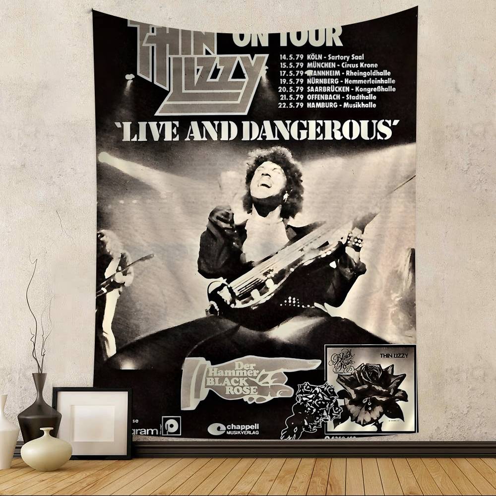 Tapestry da Parete Fai-da-te Anime Band Rapper Classica Thin Lizzy per Soggiorno Casa Dormitorio Decorazione Arte da Parete