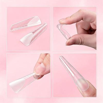 Dual Form Coffin Nail Tips 120pcs Extension Reusable Mold For Quick and Easy Professional Manicure At Home