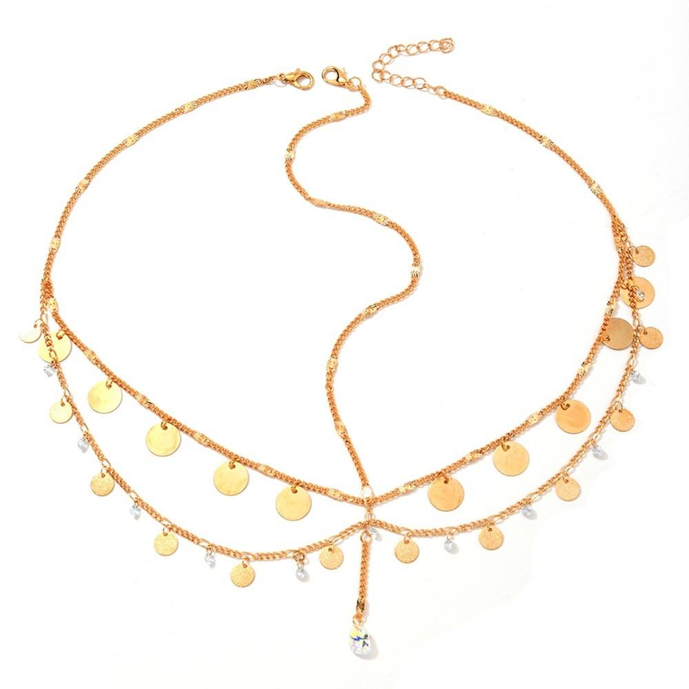 Gold Water Diamond Crystal Tassel Headpiece For Vacation And Party Look