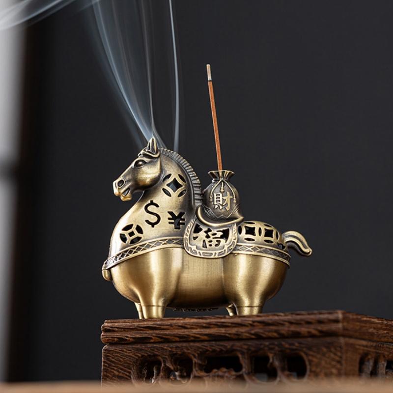 Chinese Style Incense Holder Year Of The Horse Alloy Incense Burner Aromatherapy Burner Home Decoration Creative Ornaments Gifts