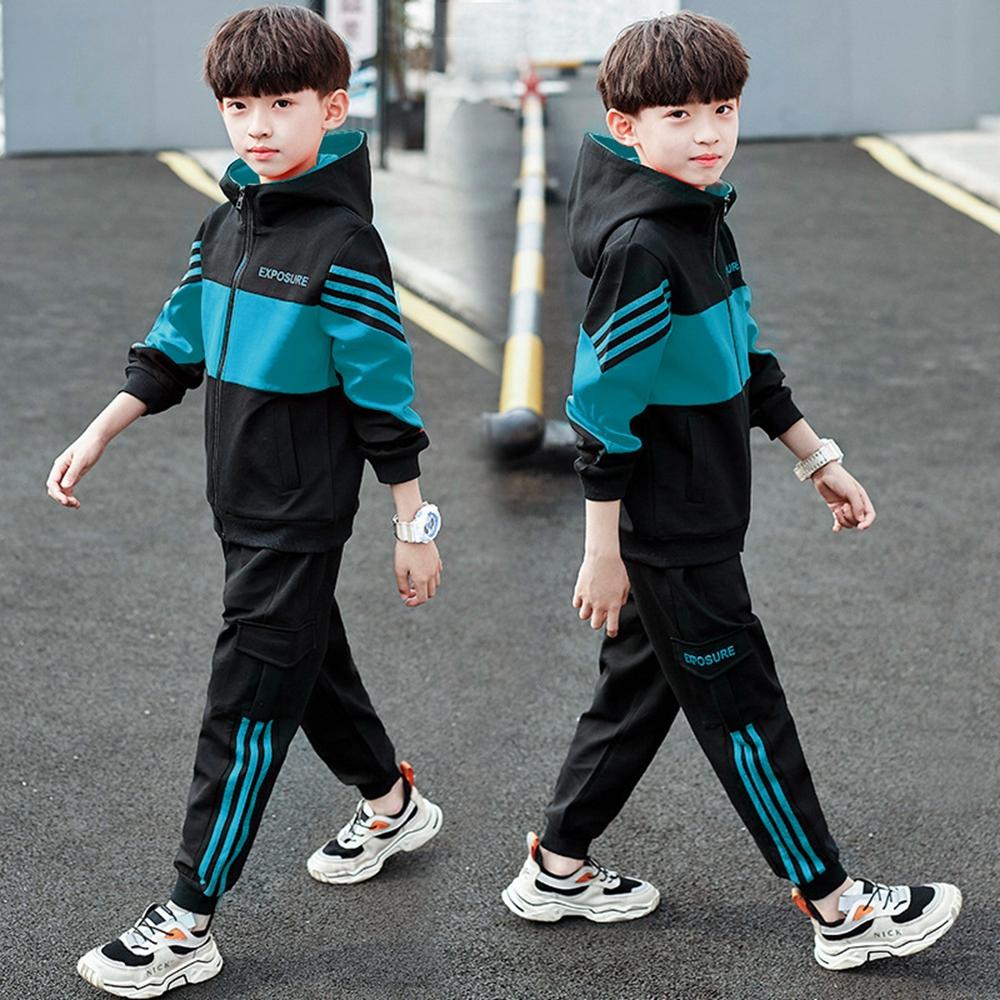 Mode Jungen Kleidung Frühling Herbst Patchwork Langarm Sets Teenager Kinder Sportbekleidung Jacke 160cm