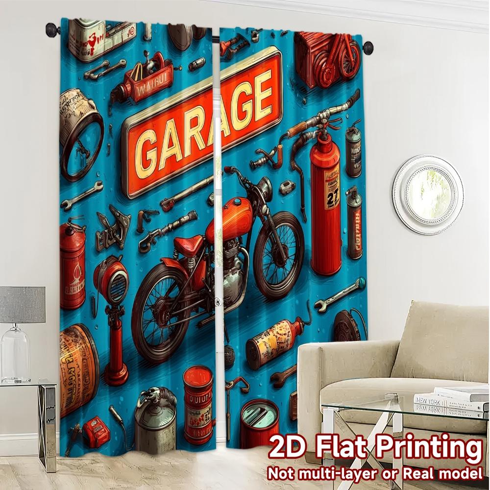 2 Stück, 2D-FLACHDRUCK Vorhänge (Ohne Stange) GarageWand Beliebter Vorhangstoff Stoff Vorhänge Dekorationen Innen Ideal für