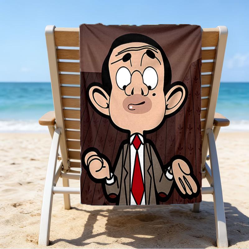 Beweis Strandtuch mit einem Mr. Bean2 Muster - weich, saugfähig, schnell trocknend, maschinenwaschbar - perfekt zum Schwimmen, Camping, Baden