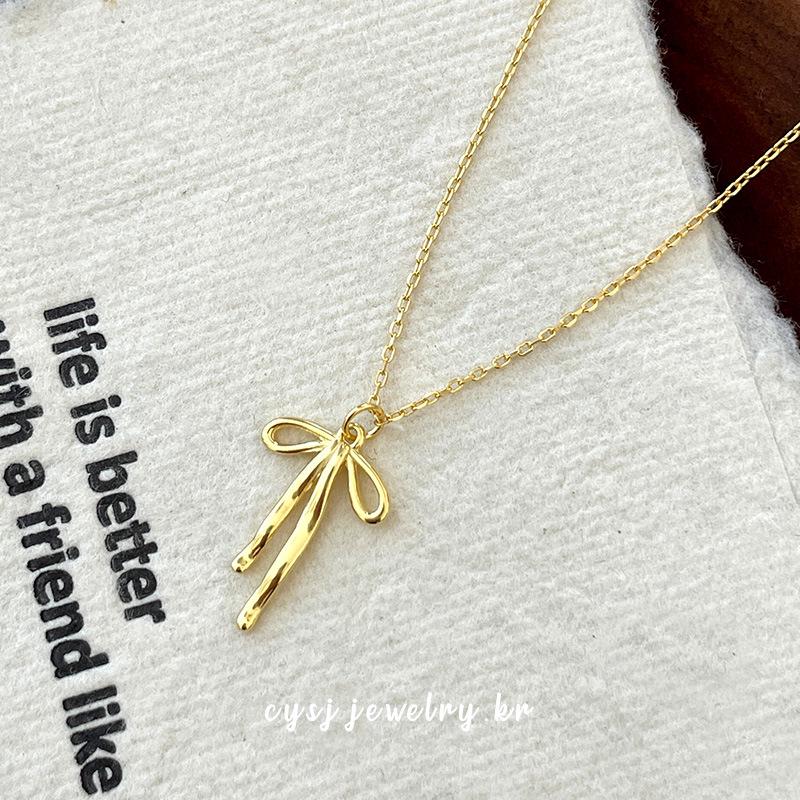 Cui Yan S925 Sterling Silver Korean Bow Pearl Necklace - 2025 Trendy Sweet Clavicle Chain for Women