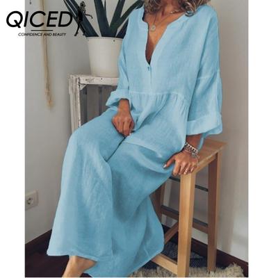 Vestito a maniche lunghe stampato casual da donna, taglia grande, autunno, larg
