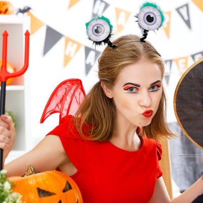 Halloween Scary Eyeball Headband with Big Plush Shapes Exaggerated Decorative Hair Hoop Party Accessories