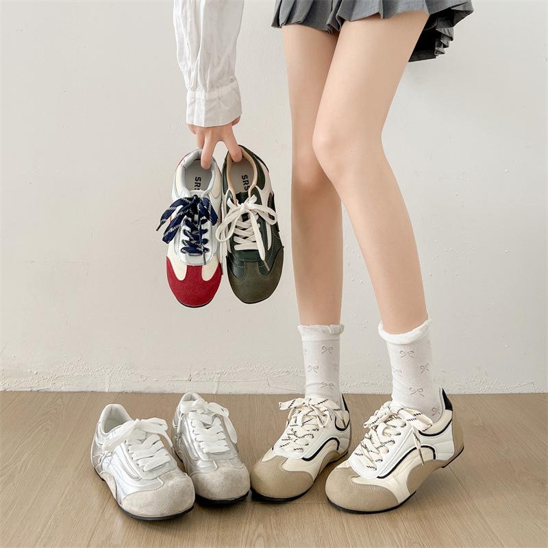 Red Retro Inner Height-increasing Flat-soled Agande Training Shoes Women's Summer 2025 New Versatile Soft-soled Sports and Leisure Board Shoes