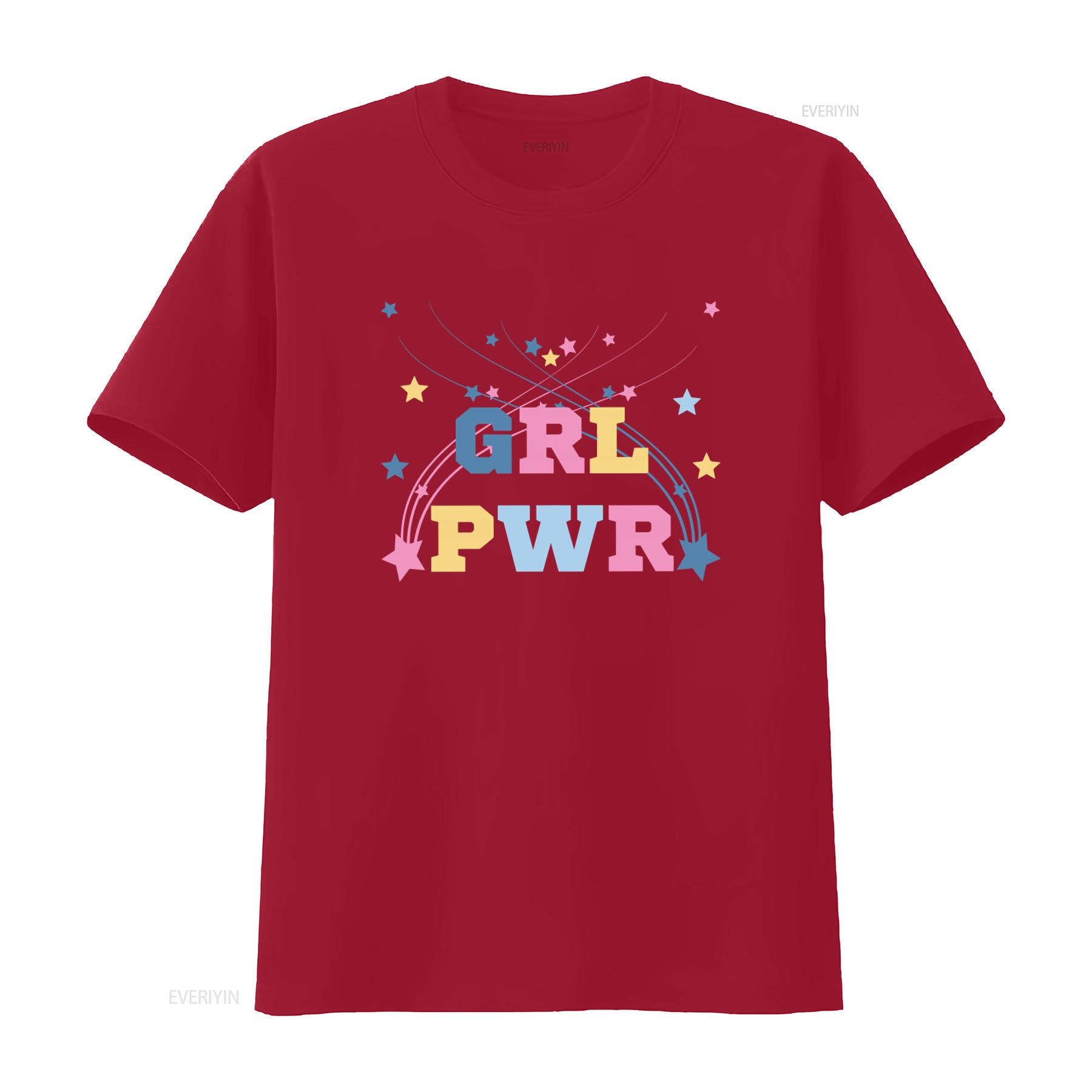 Grl Pwr T Shirt Girl Power Inspirational Cute Fun Girly Mom Powerful  vintage Washed graphic Breathable designer clothes Soft S