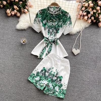 Ladies Temperament Suit Female Summer Short-sleeved Shirt Female Design Sense Niche Printed