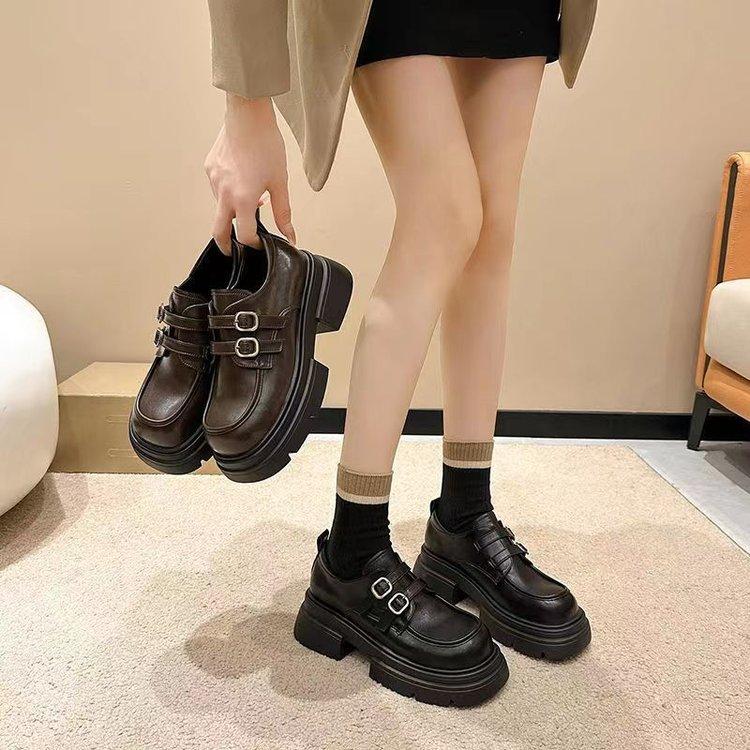Small leather shoes women's autumn new comfortable and versatile platform shoes