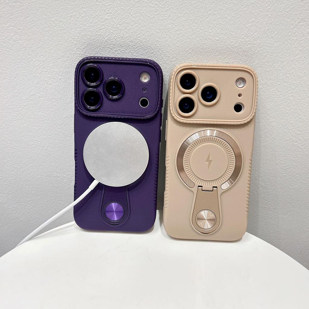 Applicable to iPhone17Pro mobile phone case magnetic suction bracket Apple 16Pro soft case 15 all-inclusive anti-drop 14 protective case