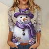 Christmas Limited Edition Women's 3D Snowflake and Snowman Print Round Neck Long Sleeve Hoodies Fashion Casual Long Sleeve Top