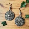 Vintage Ethnic Engraved Disc Shield Drop Earrings for Women Men Nordic Viking Tribal Warriors Dangle Earrings Aesthetic Jewelry