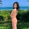 Sling Summer Silm Bodycon Dress Pink Bra
