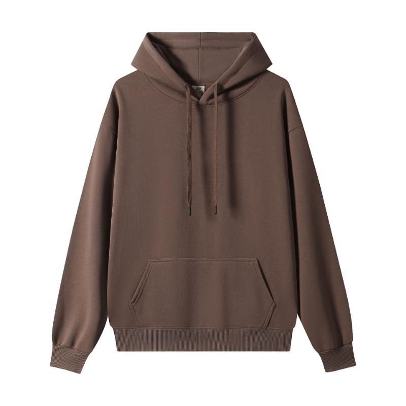 

Retro composite cotton solid color hooded shoulder sweater men s simple daily casual hoodie women s autumn 3XL темно-коричневого
