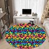 1pc Rainbow Leopard Print Chair Carpet for Office, Round Polyester Mat, Indoor Decor for Office, Easycare Fabric, Washable Non-slip Area Carpet