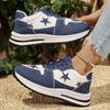 Fashion Fashion Star Decor Platform Sneakers for Women Blue Denim Breathable Sports Shoes Woman Autumn 2025 Thick Sole Running Sneakers