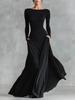 2026 Spring/Autumn Slimming Boat Neck Dress: Solid Color, Exquisitely Tailored, Slim-Fit, Irregular Hemline for Women