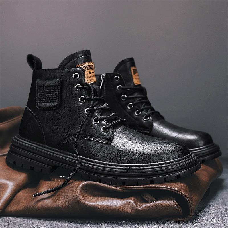 Winter velvet high-top leather boots new casual Martin boots retro tooling men s shoes 38 20277₽