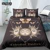 Chic Sun And Moon Duvet Cover 3D Floral Comforter Cover Bohemia Psychedelic Butterfly Bedding Set King Full For Kids Boys Girls