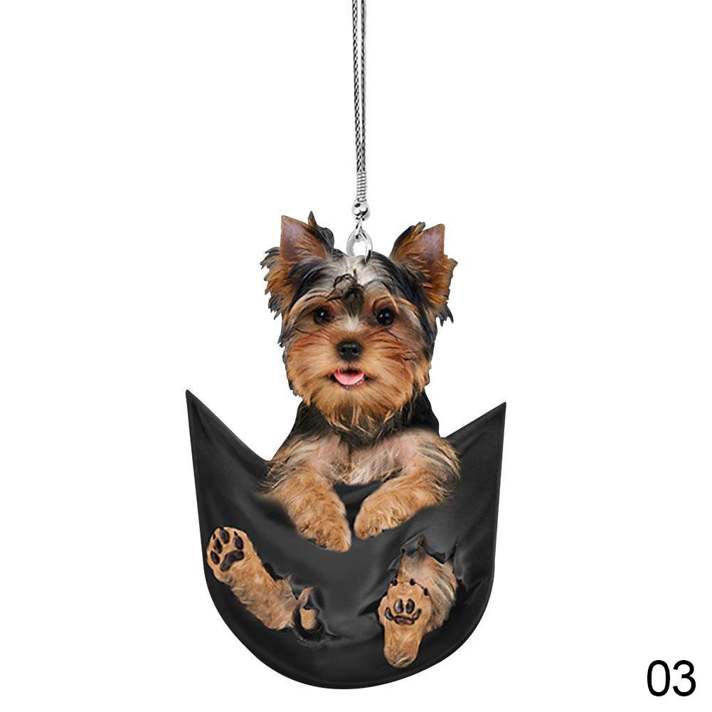 2D Dog Hanging Ornament Cute Funny Cartoon Pendant Key Chain Animal Pendant Car Rear View Mirror Backpack Accessories Acrylic