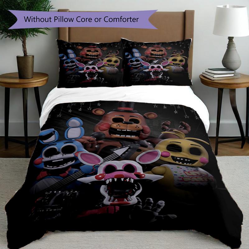 3pcs Duvet Cover Set (1*Duvet Cover + 2*Pillowcase, Without Core), Five Nights At Freddy's Print Bedding Set, Bedroom Decor, All‑Season, Birthday Gift