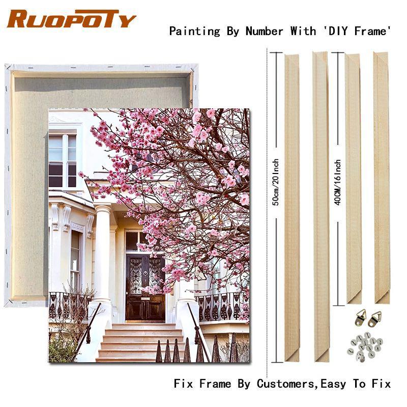 RUOPOTY Painting By Numbers Candy House Wall Art Hand Painted Unique Gift Picture By Number Scenery Decoration