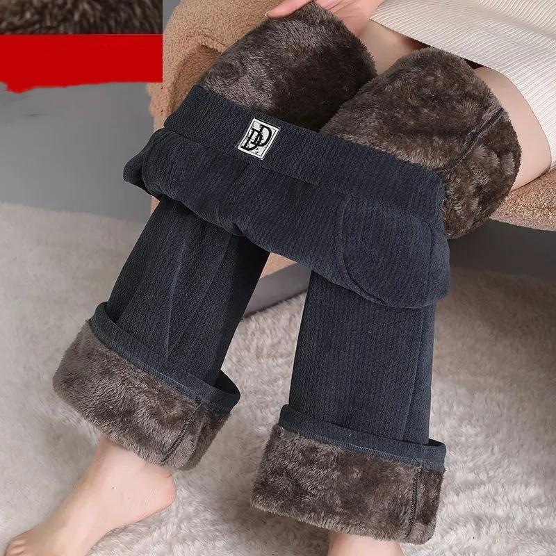 

Thickened Fleece Women s Flared Pants Autumn Winter Casual Cotton Trousers Mom s Special Thickened Lamb Velvet Straight Leg Pant S серый