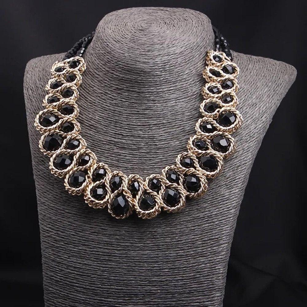 Vintage Choker Necklace Colorful Glasses Stone Necklace Fashion Crystal Necklace for Women