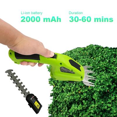 7.2V Cordless Electric Hedge Trimmer 2000mAh Battery Rechargeable Grass Shears Garden Shrub Pruning Scissors Weeding Mower Tools