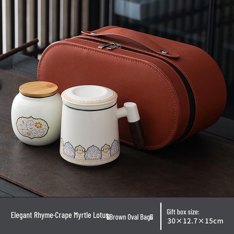 Crape Myrtle Lotus Ceramic Tea Mug Gift Set