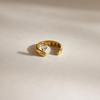 Youthway Trendy 18K Gold PVD Plated Zircon Open Rings For Women New Chunky Stainless Steel Waterproof Ring Jewelry Gifts