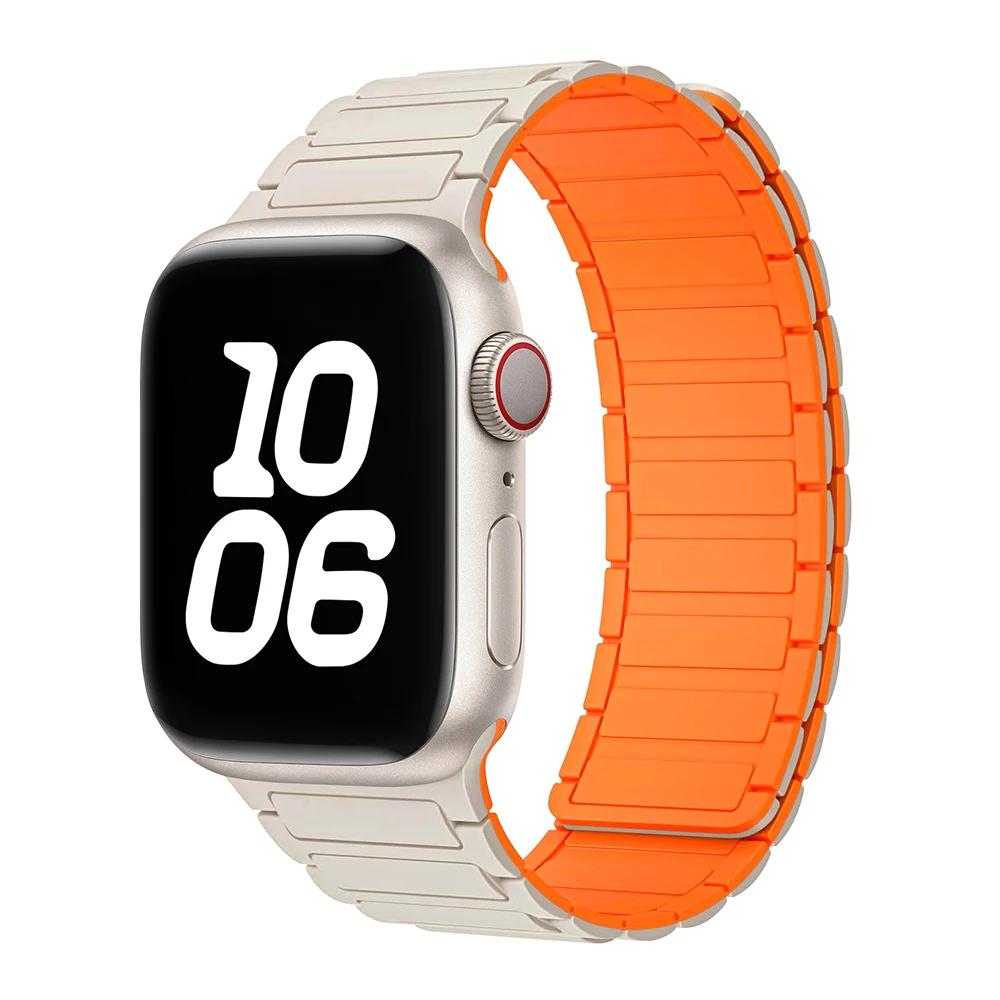 Magnetic Loop For Watch Bands 44mm 40mm 49mm 45mm 41mm 38mm Silicone Bracelet iWatch Series11 10 9 8 7 6 Se Ultra 3 Strap