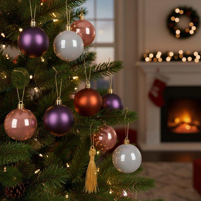 Weihnachtsbaumkugeln - SPRINGOS - 24er-Set - Unzerbrechlich - Mehrfarbig - 6,5 cm