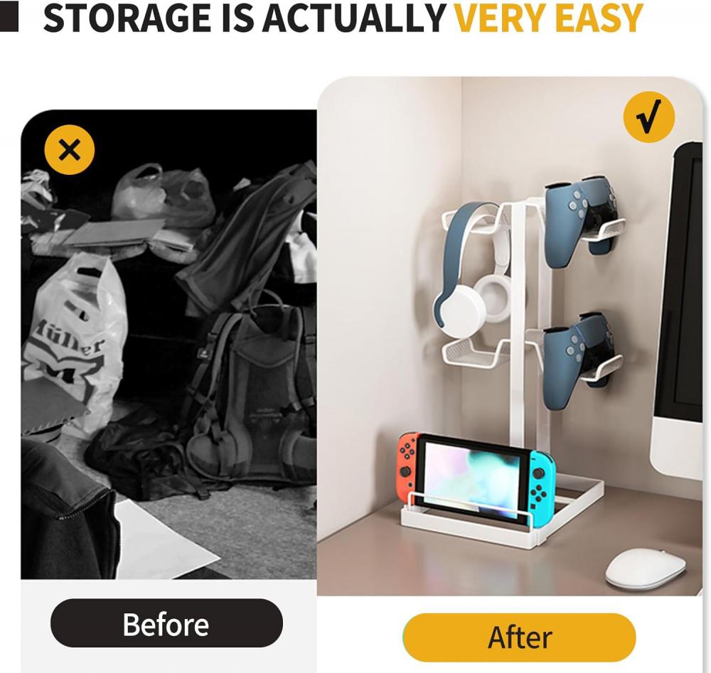 Držák ovladače 2 vrstvy na stůl, držák na sluchátka, stojan na herní ovladač, stojan na ovladač Herní příslušenství