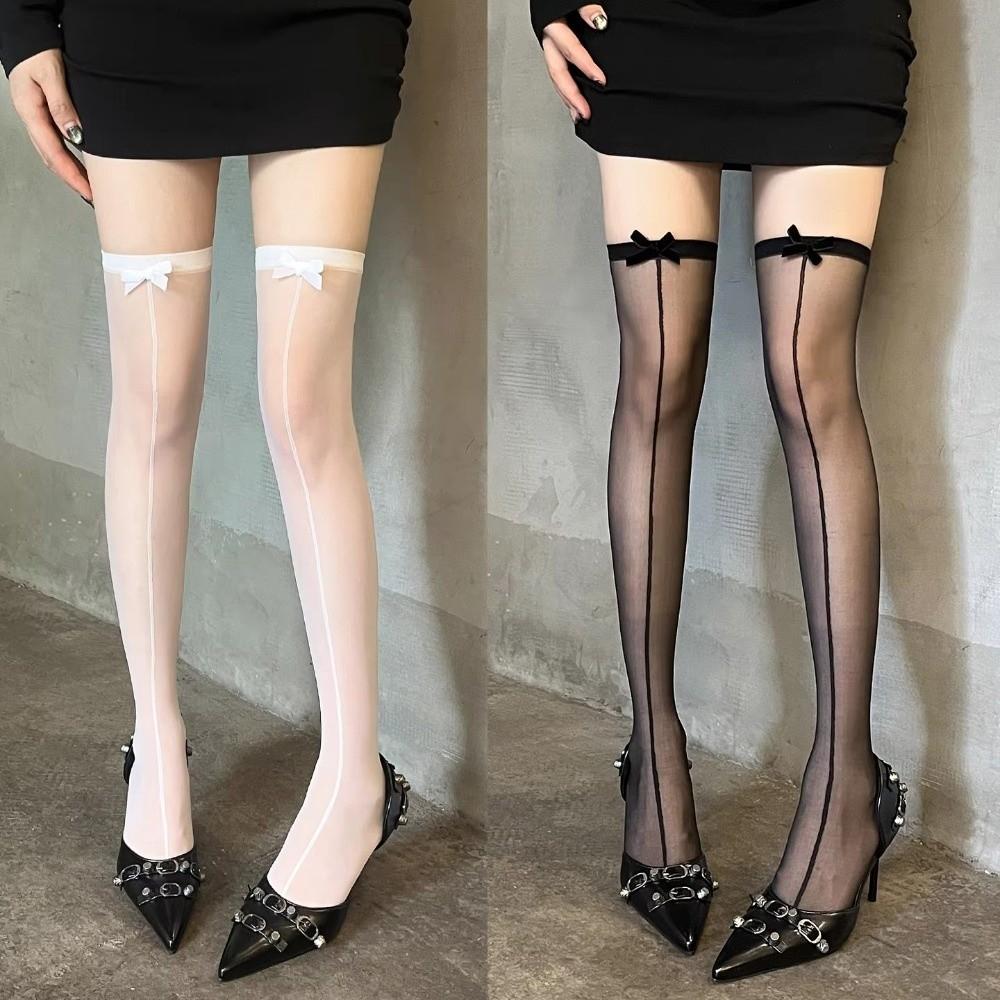 Fashion Lolita Overknee Long Socks Elasticity Breathable Thigh High Stockings Bowknot Women Socks Women