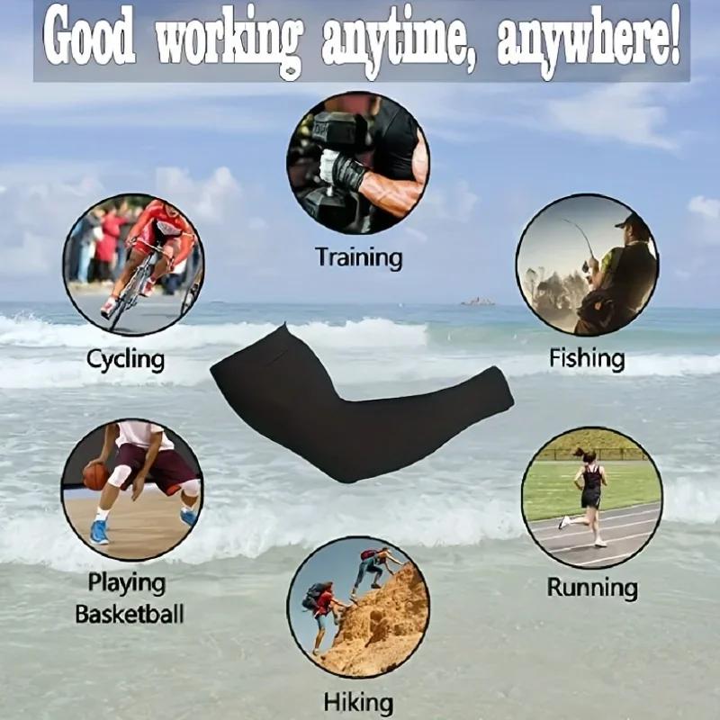 Unisex Cooling UV Protection Arm Sleeves Elastic Summer Ice Covers for Sports/Running/Cycling Reusable Breathable Sun Accessorie