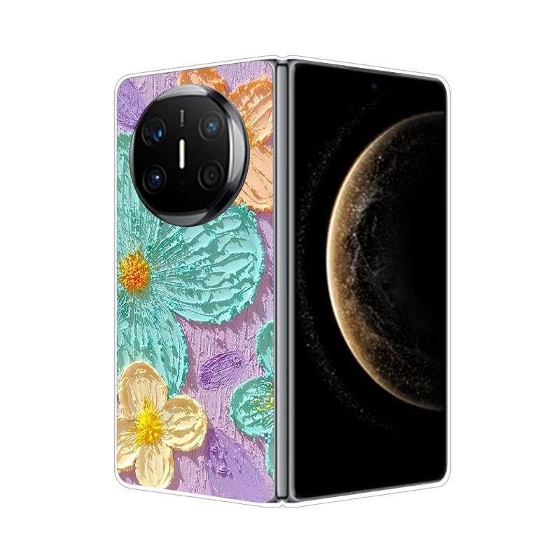 Clear Hard PC Phone Case For Honor Magic V3 Vs3 V2 VS2 Folding Transparent Flower Pattern Cover For Huawei Mate X6 X5 X3 X2 Capa