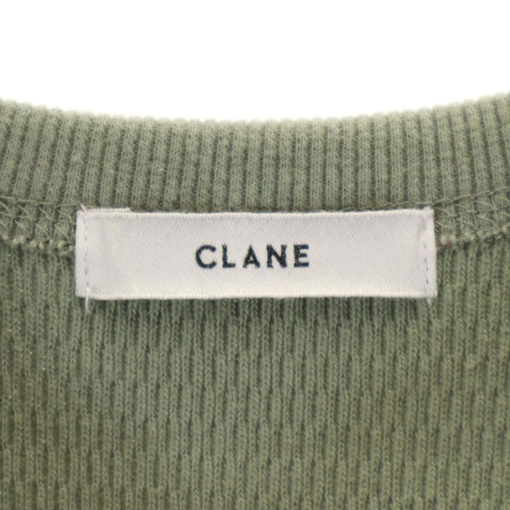 CLANE Short Sleeve Slant Cut Thermal Cut 1 Olive Tops Women Used