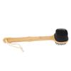 Bath Brush Double Sided Silicone Bristle Shower Brush Bamboo Wood Long Handle Back Scrubber Brush wi