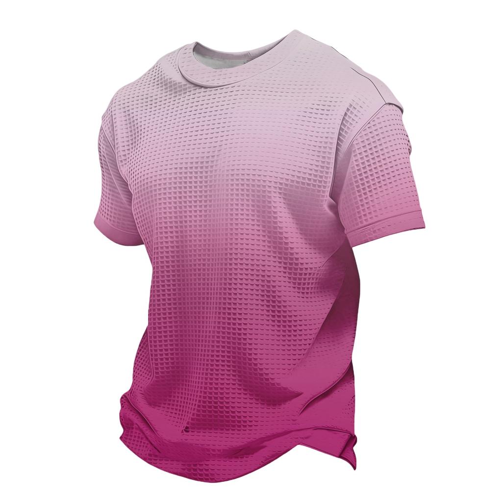 Men's Knit Short Sleeve Shirt, Summer Color Casual Tee, Comfortable Fashion Top